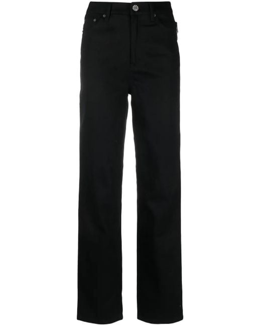 ROTATE BIRGER CHRISTENSEN Black Crystal-embellished Straight-leg Trousers