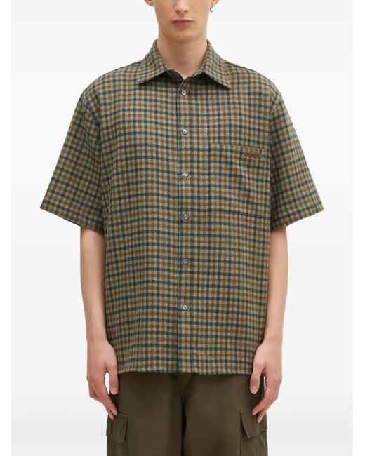 DARKPARK Green Checked Short-Sleeve Shirt for men