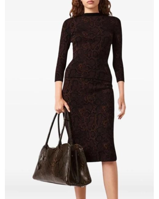 Stella McCartney Black Snakeskin-Print Pencil Midi Skirt