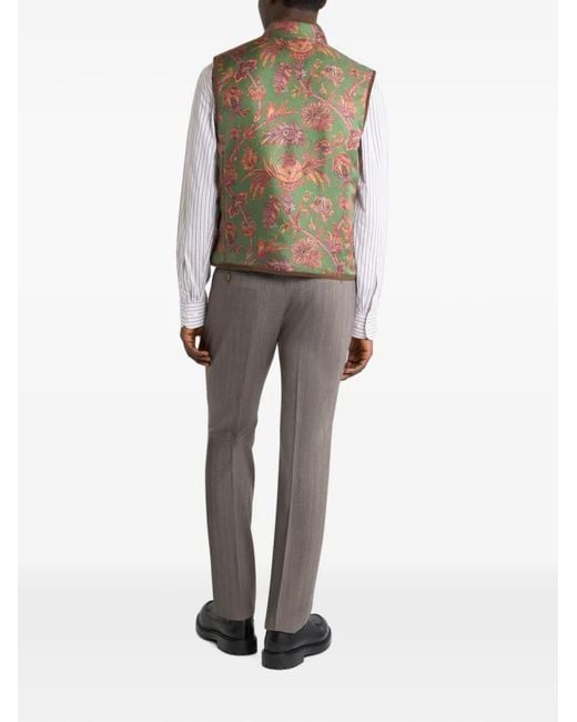 Etro Brown Reversible Silk And Wool Waistcoat for men
