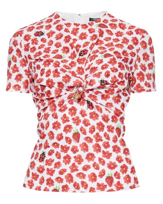 Haut Froncé Strawberry Garden Versace en coloris Red