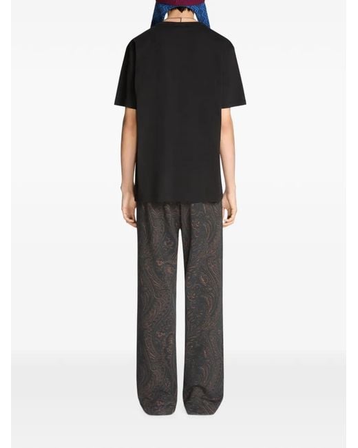 Dries Van Noten Black Regular Fit Cotton T-Shirt for men