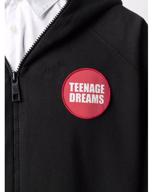 Raf Simons Black Teenage Dreams Zipped Hoodie for men