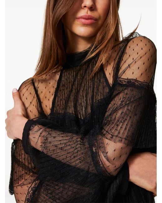 Twinset Black Ruffled Tulle Blouse