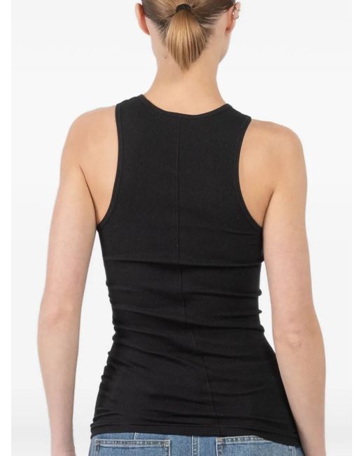 Tibi Black Ribbed Racerback Top