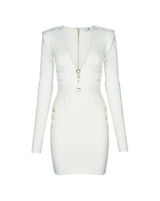 Elisabetta Franchi White Mini Knitted Dress