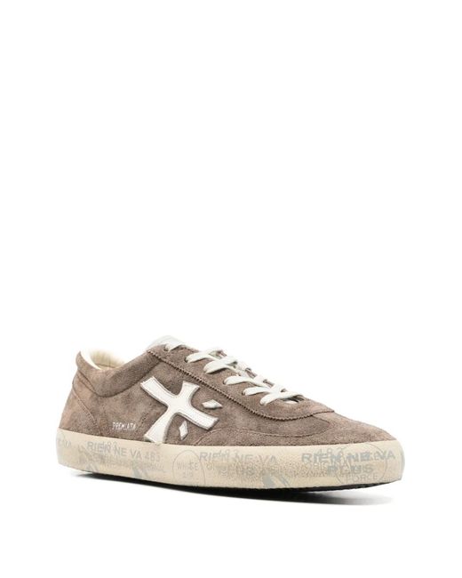 Premiata White David Logo-Patch Sneakers for men