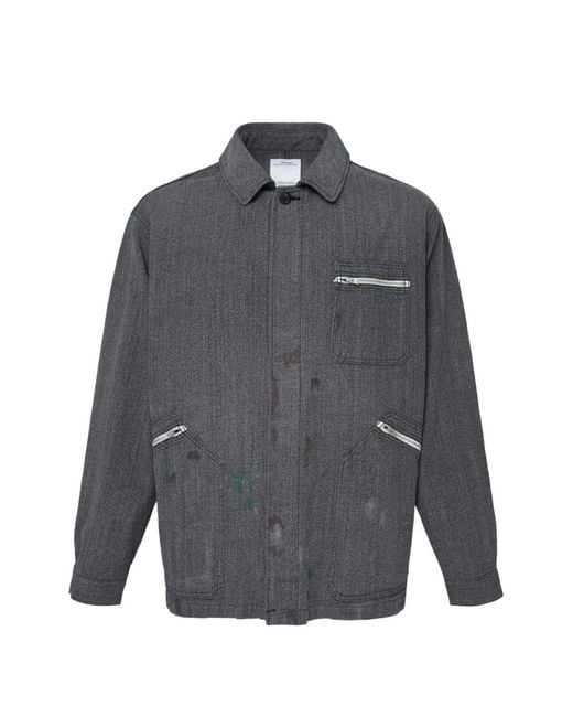 Visvim Gray Paint-Splatter Zip-Pocket Jacket for men