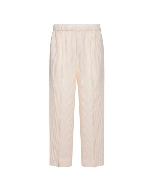Homme Plissé Issey Miyake White Pantalon Plissé À Taille Élastique for men