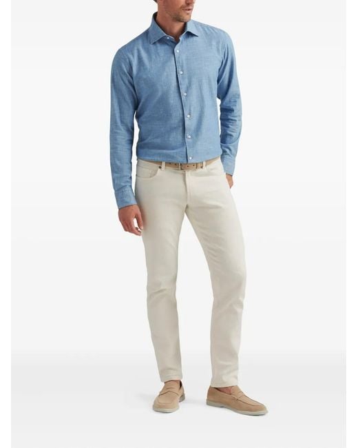 Peter Millar Blue Chambray Button-Up Shirt for men