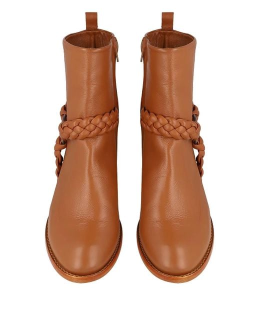 Blue Bird Shoes Brown Braided-Detail Ankle Boots