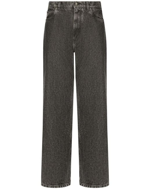 Dolce & Gabbana Gray High-Rise Straight-Leg Jeans for men