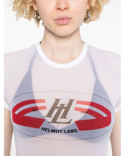 Helmut Lang Pink Logo Slim T-Shirt.F Nylo