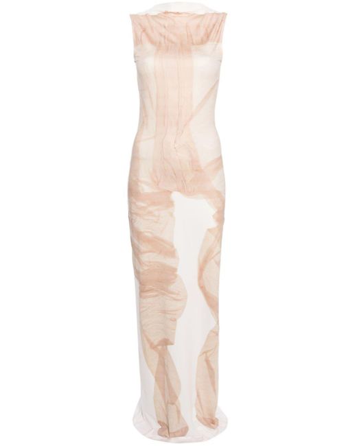 Acne White X Katerina Jebb Neutral Abstract-print Dress
