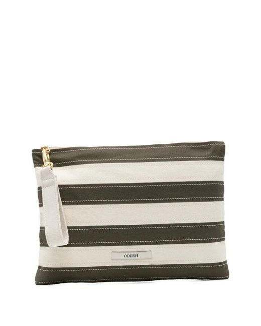 ODEEH Natural Striped Canvas Clutch Bag