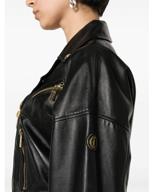 Just Cavalli Black Leather Biker Jacket