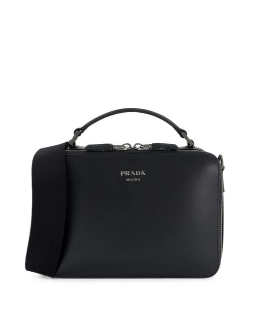 Prada Black Brique Leather Bag for men