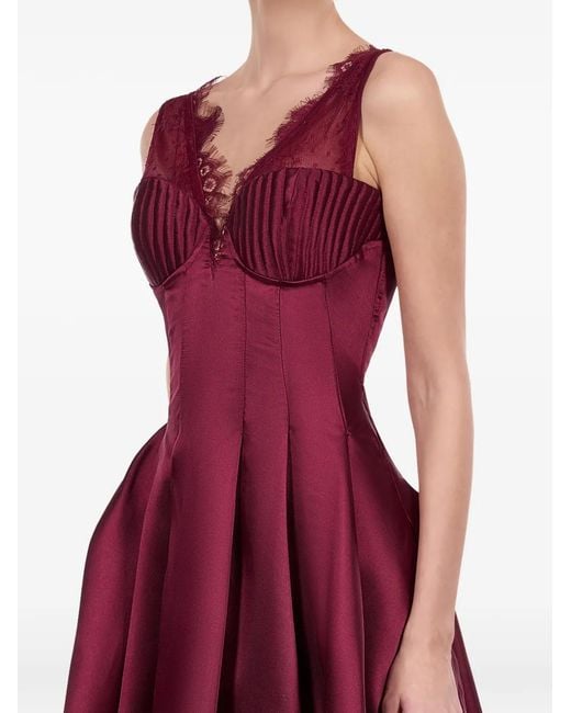 ARAFTU Purple Lace Pleated Dress