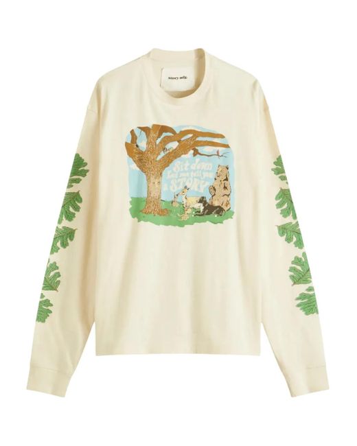 メンズ STORY mfg. グラフィック トップ White