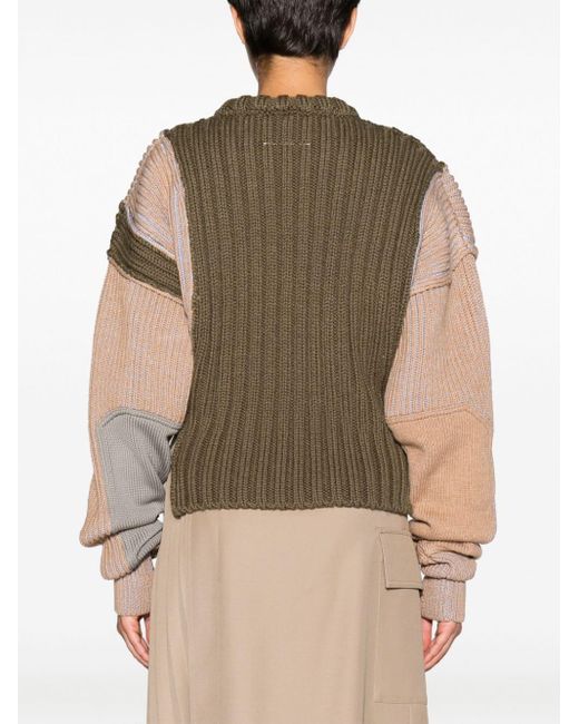 MM6 by Maison Martin Margiela Brown Grob gerippter Pullover