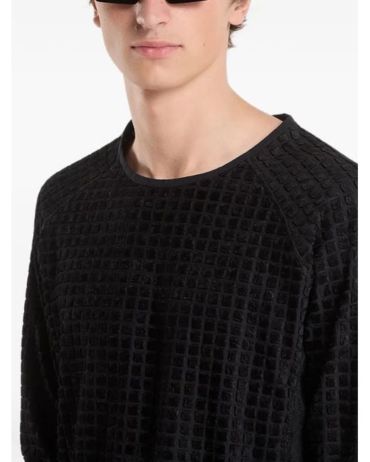 Y-3 Black Reversible Waffle-Knit T-Shirt for men