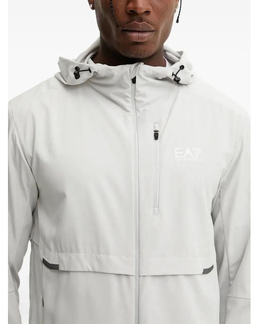Giacca Con Logo E Cappuccio di EA7 in White da Uomo