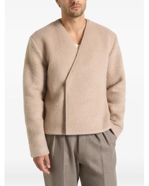 Manière De Voir Natural Loris Kimono Minimal Wool Jacket for men
