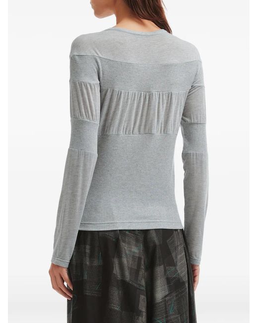Y's Yohji Yamamoto Gray Ribbed-Knit Panelled Sweater