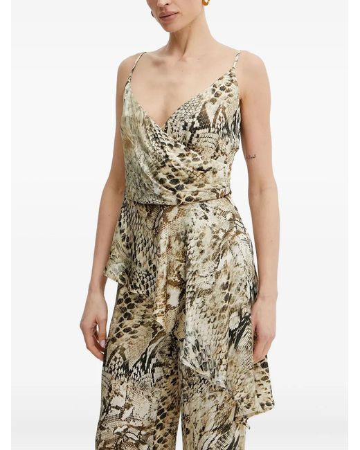 MARCIANO BY GUESS White Giselle Draped Snake-Print Top