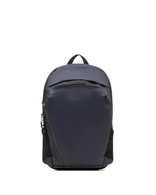 Boss Blue Logo-Print Backpack for men