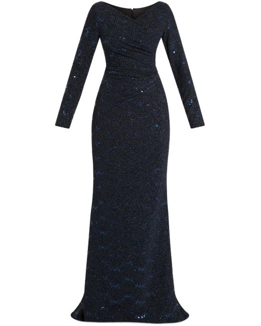 Talbot Runhof Black Sequin-Embellished Maxi Dress