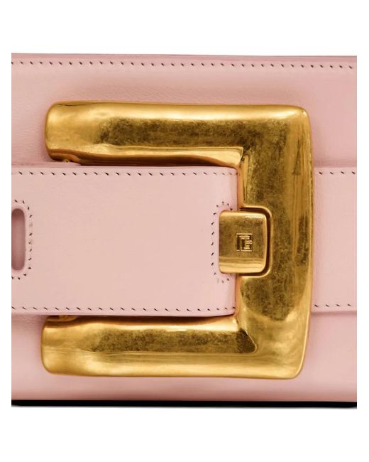Balmain Pink Anthem Smooth Leather Clutch