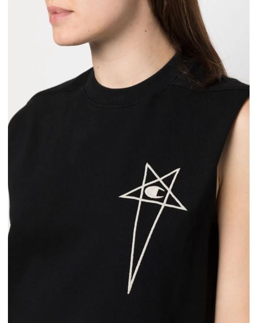 Rick Owens X Champion Black Logo-Embroidered Cotton Tank Top