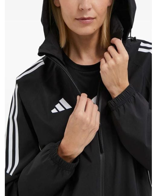 Adidas Black Three-Stripe Hooded Jacket