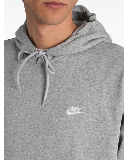 Nike Gray Logo-Embroidered Hoodie for men