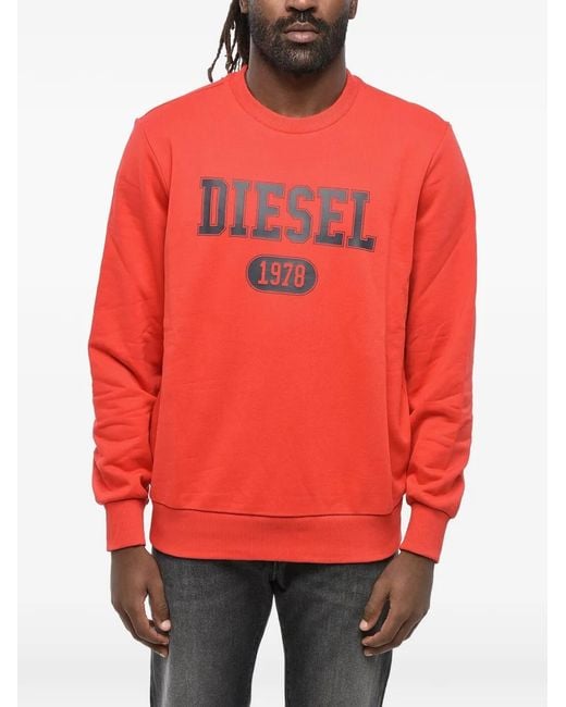DIESEL Red Logo-Print Crew-Neck Sweatshirt for men