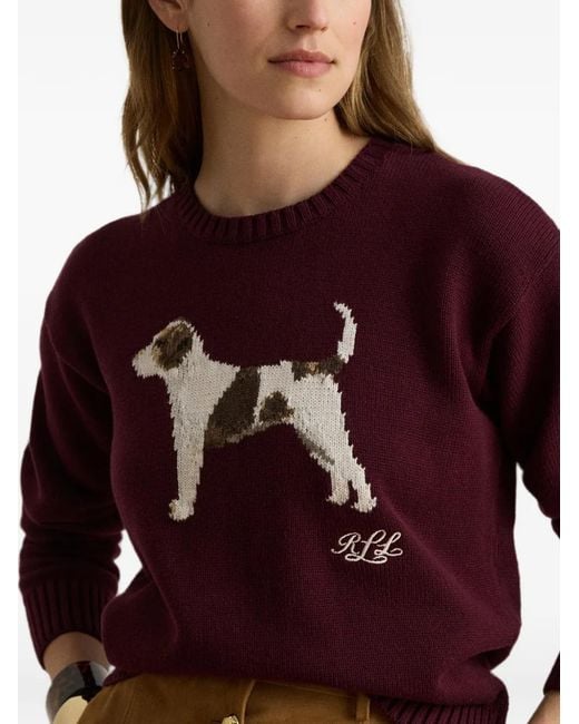 Ralph Lauren Red Intarsia-Knit Cotton Sweater