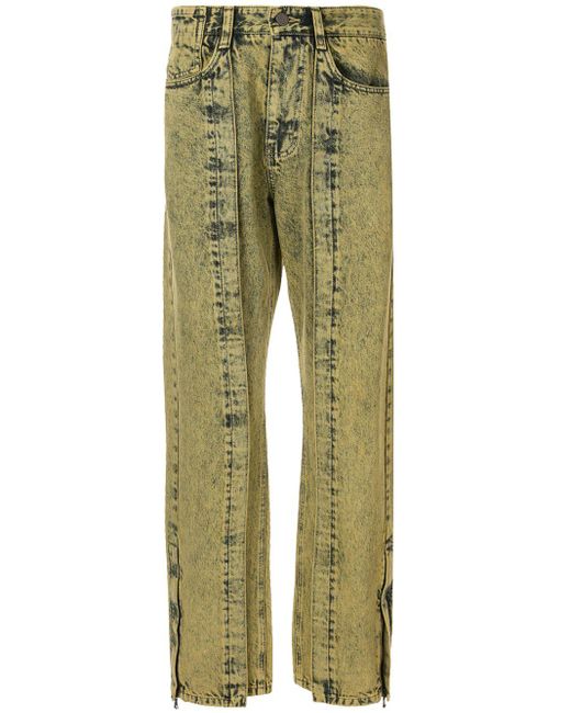 Wooyoungmi Yellow Faded Wash Jeans for men