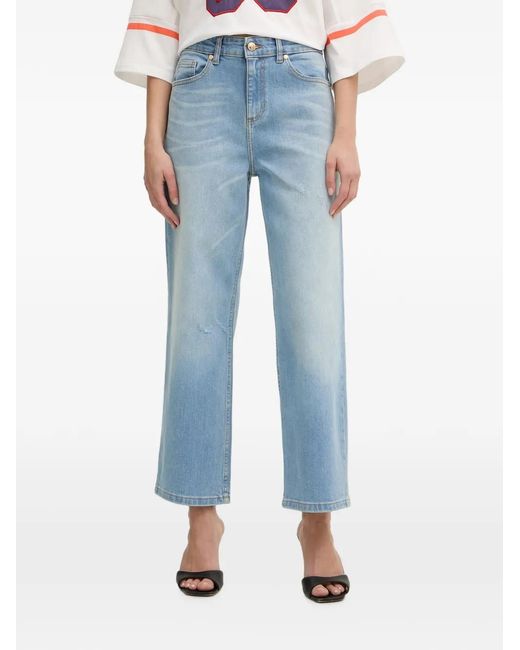 Just Cavalli Blue Faded-Effect Straight-Leg Jeans