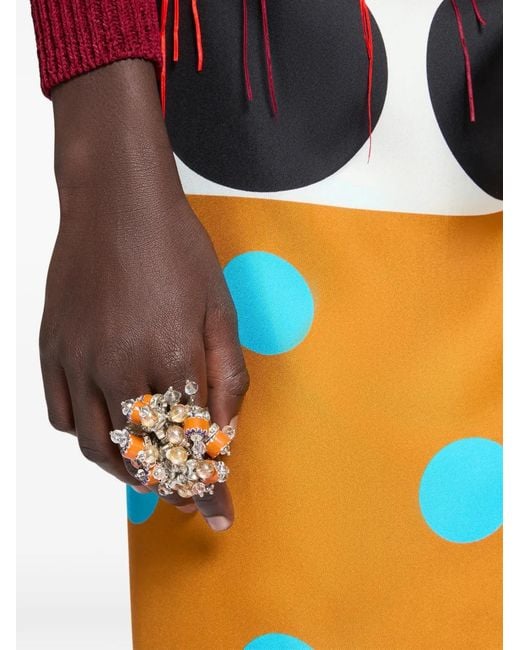 Dries Van Noten White Beaded Ring