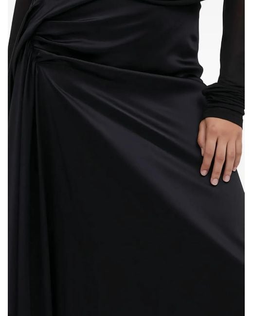 Christopher Esber Black Draped-Ruffle Long Skirt