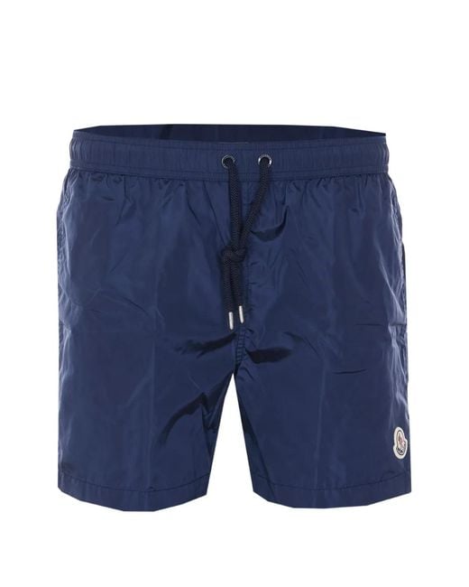 Moncler Blue Short De Bain À Patch Logo for men
