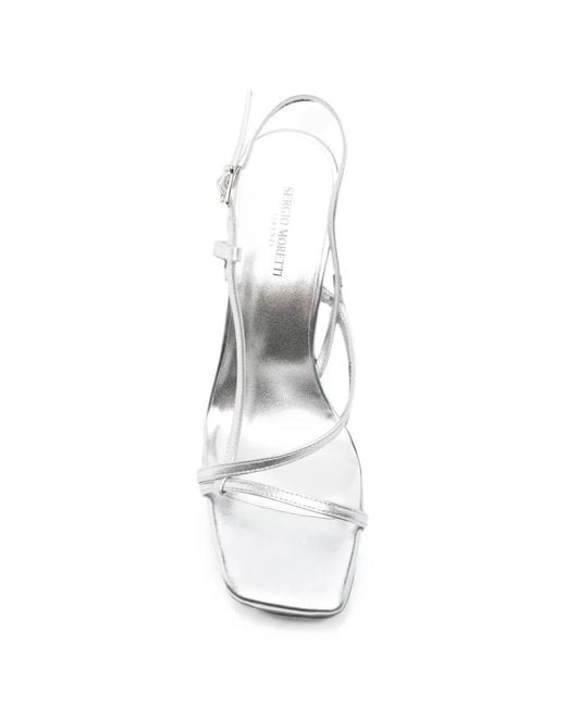 SERGIO MORETTI FIRENZE White Metallic-Effect Strappy Sandals