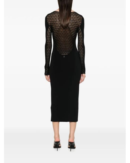 Patrizia Pepe Black Patterned-Knit Midi Dress