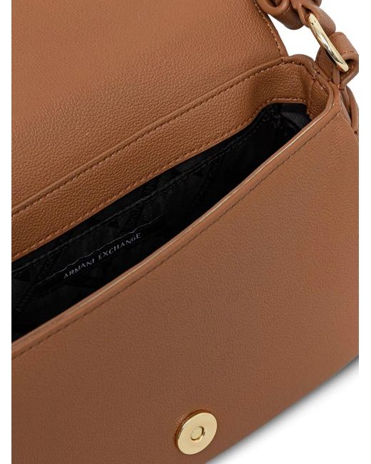 ARMANI EXCHANGE Brown Logo Plaque Satchel