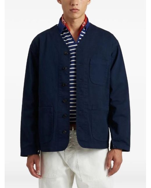 Fortela Blue Buttoned Cotton Jacket for men