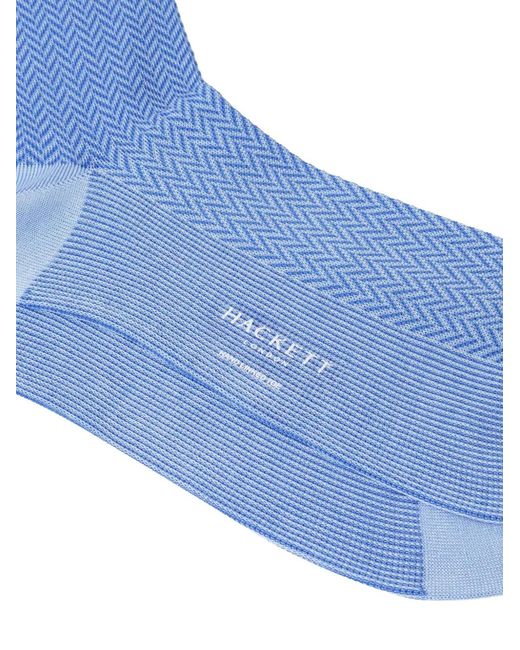 Hackett Blue Herringbone-Pattern Socks for men
