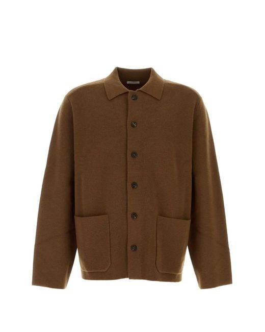 LeKasha Brown Mogo Button Pocket Shirt Jacket for men