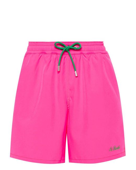 Mc2 Saint Barth Pink Logo-embroidered Swim Shorts for men