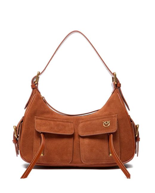 Pinko Brown Suede Shoulder Bag